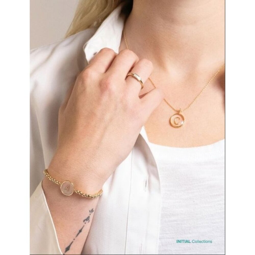 Cai Gold Classic Clear Initial Necklace Womens O/S Gold Minimalist Elegant NWT‎